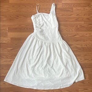 NWT SHEIN MOD White Asymmetrical Drop Waist Midi Dress Size Large